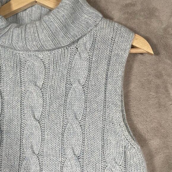 Weekend MaxMara Cable Knit Sleeveless Turtleneck Sweater M Wool Angora Cashmere - Picture 4 of 11